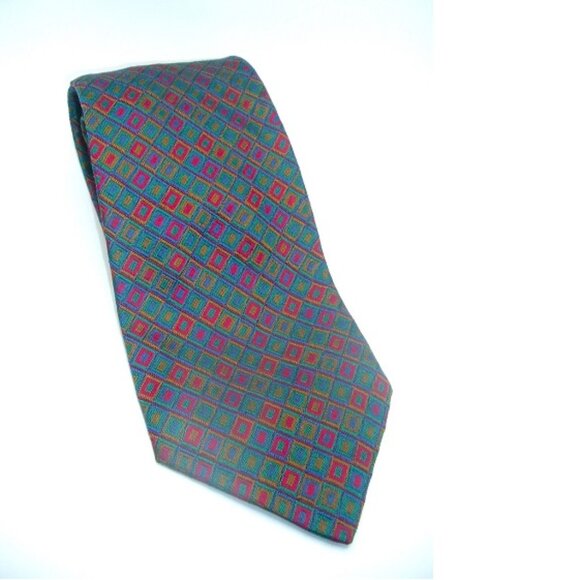 Burberry London 100% Silk Geometric Men's necktie 4"x57" Handmade In England - Picture 1 of 2